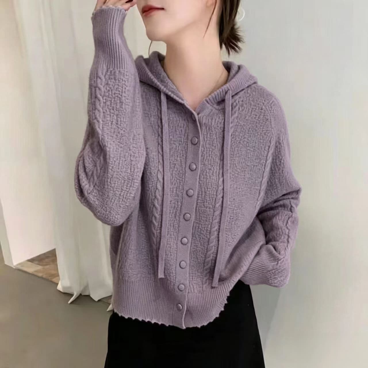 한 부서 유럽 니켈 일상 사설 서비스 분위기 센스 꽈배기 니트 양모 맨위 여성 상세 이미지 5