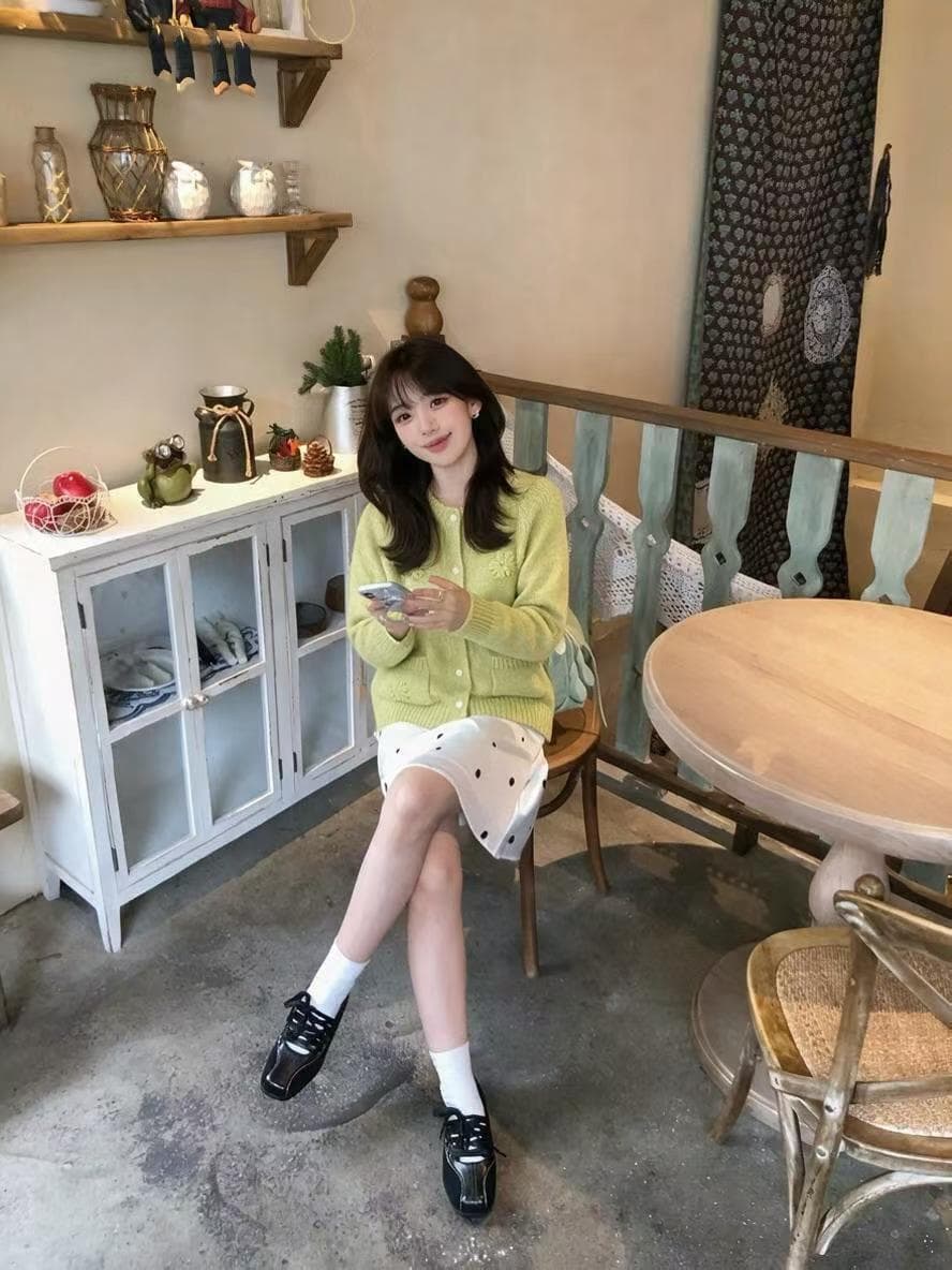 한국 ins 한 부서 3 차원 작은 꽃 니트 오픈 가디건 여성 부드러운 찹쌀 라운드 넥 싱글 줄 버튼 스웨터 코트 기타 색상 상세 이미지 12