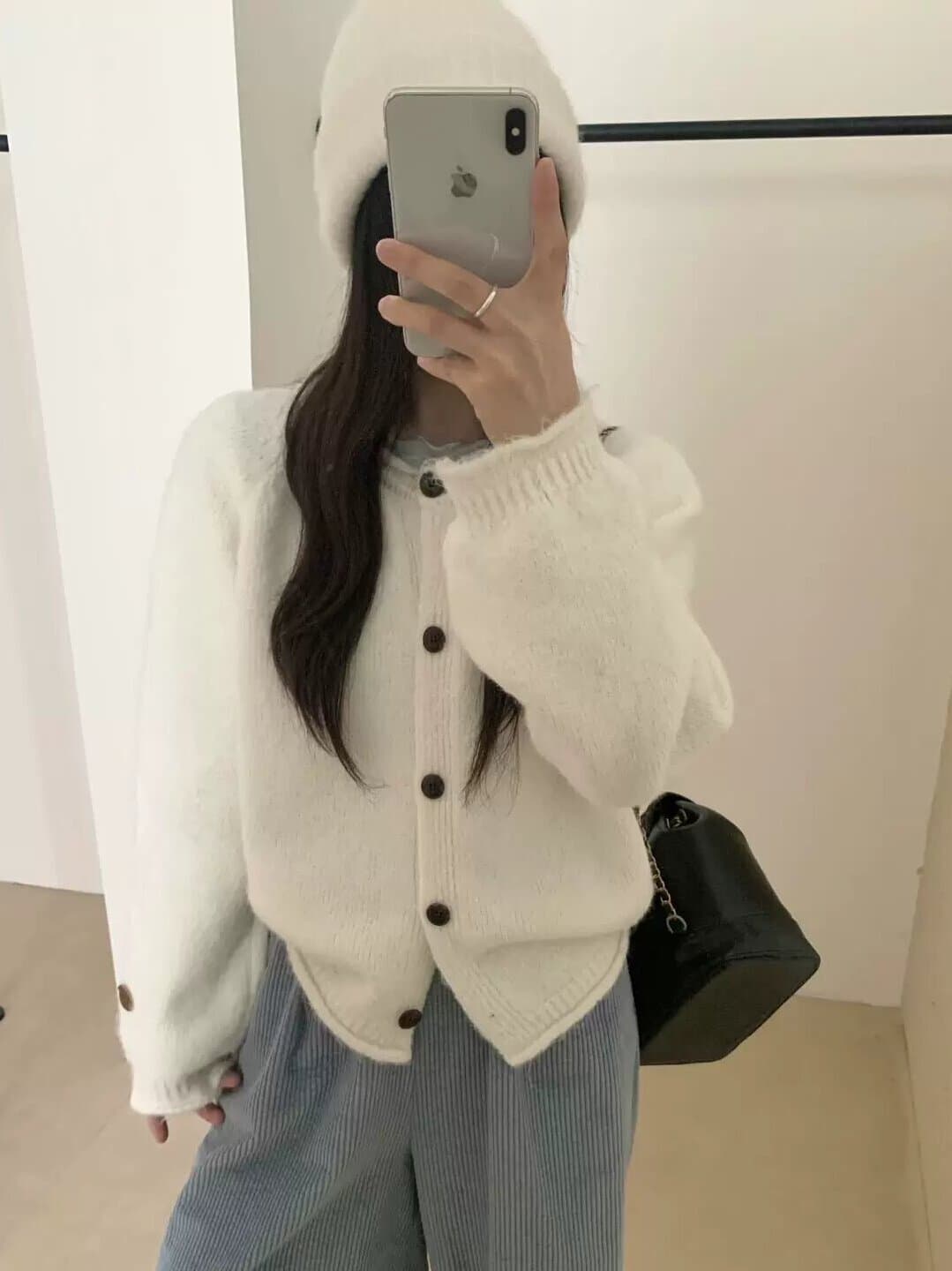 한 부서 라운드 넥 부드러운 찹쌀 스웨터 여자 여성 코트 가을 겨울 느긋한 바람 레트로 니트 오픈 가디건 외부 가져 가라. 루즈핏 맨위 여성 상세 이미지 5