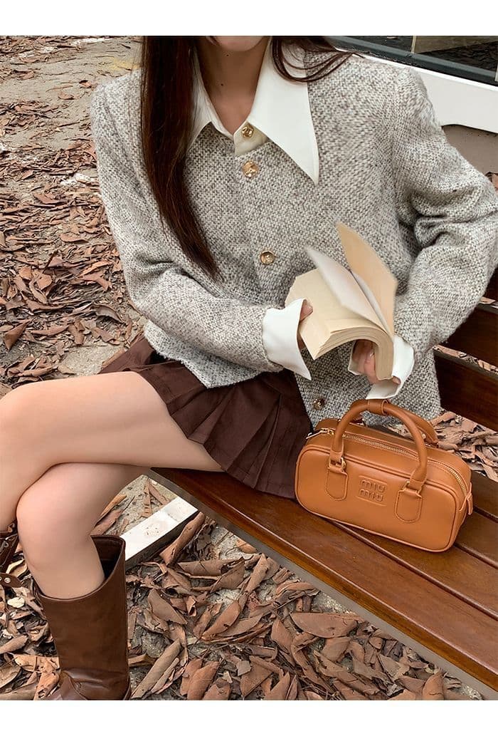 2026 가을 겨울 한 부서 페이크 레이어드 패치워크 폴로 칼라 작은 샤넬 스타일 있음 인사이드 리가 어깨 패드 원본 크기 상세 이미지 13