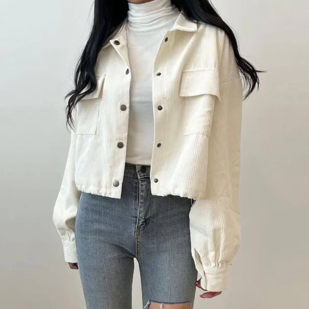 한국 chic 가을 새로운 프랑스식 레트로 폴로 칼라 더블 주머니 복잡한 펌프 로프 다용도 긴팔 코듀로이 여성 코트 상세 이미지 14