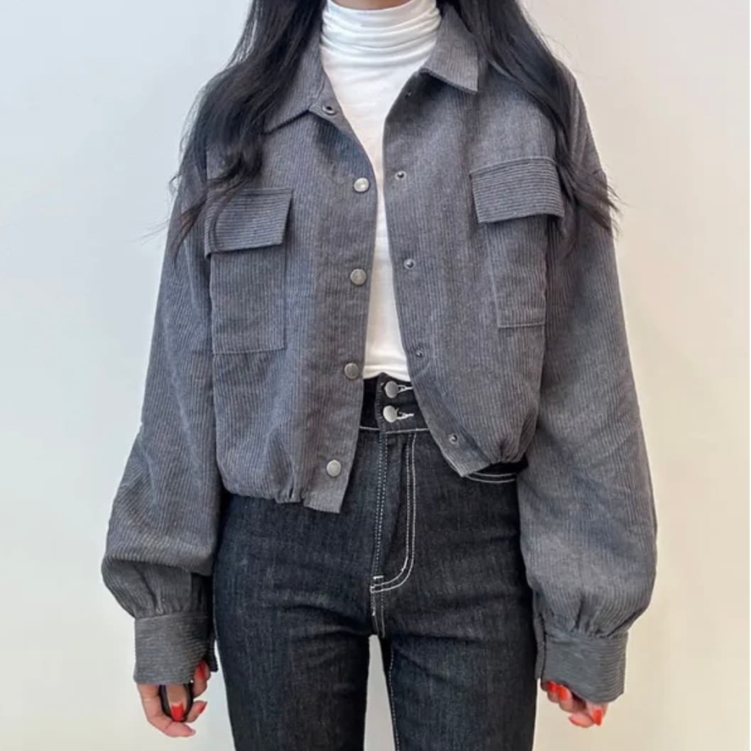 한국 chic 가을 새로운 프랑스식 레트로 폴로 칼라 더블 주머니 복잡한 펌프 로프 다용도 긴팔 코듀로이 여성 코트 상세 이미지 22
