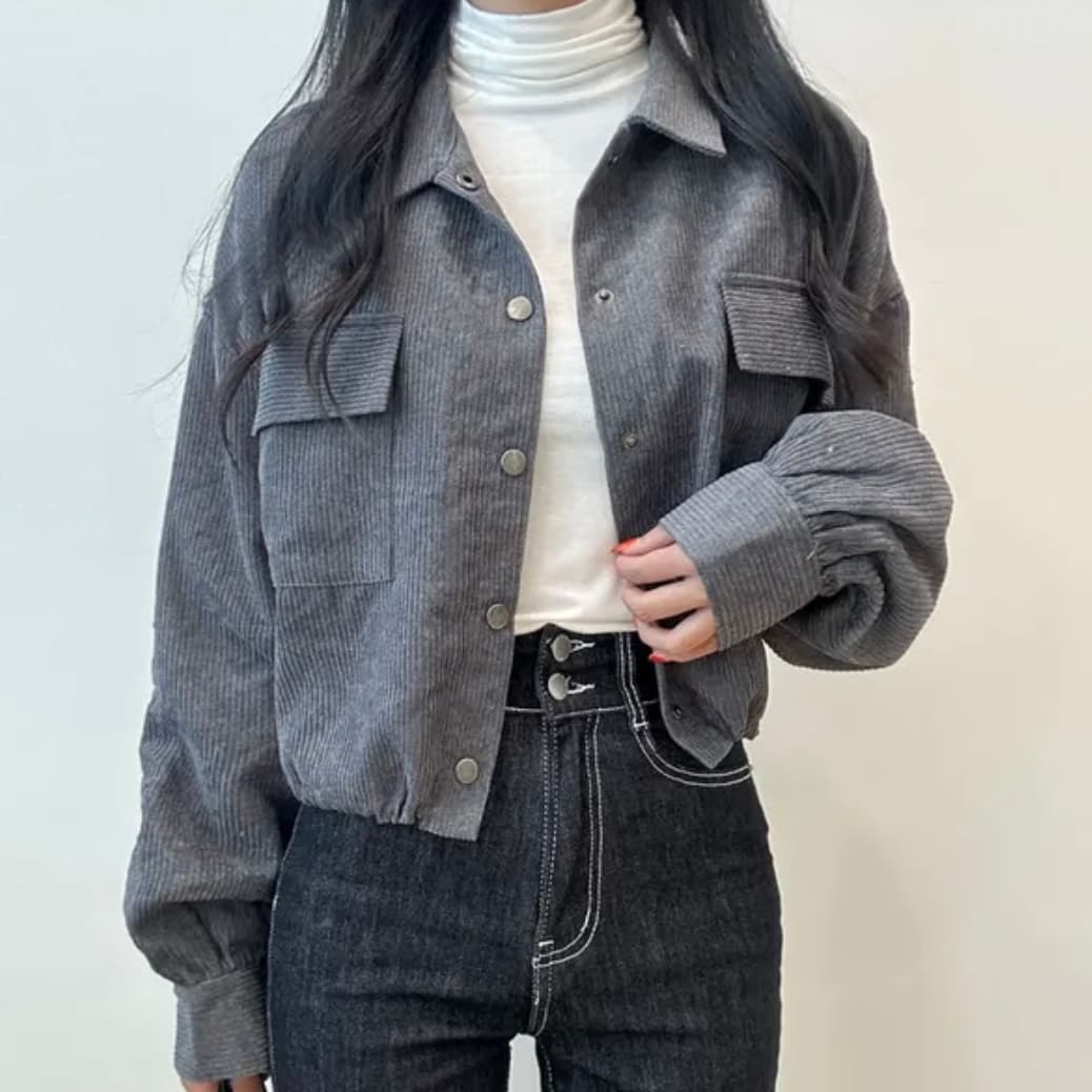 한국 chic 가을 새로운 프랑스식 레트로 폴로 칼라 더블 주머니 복잡한 펌프 로프 다용도 긴팔 코듀로이 여성 코트 상세 이미지 23