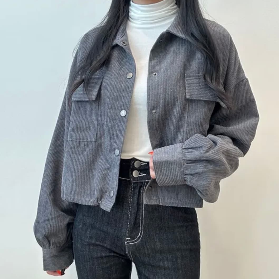한국 chic 가을 새로운 프랑스식 레트로 폴로 칼라 더블 주머니 복잡한 펌프 로프 다용도 긴팔 코듀로이 여성 코트 상세 이미지 24
