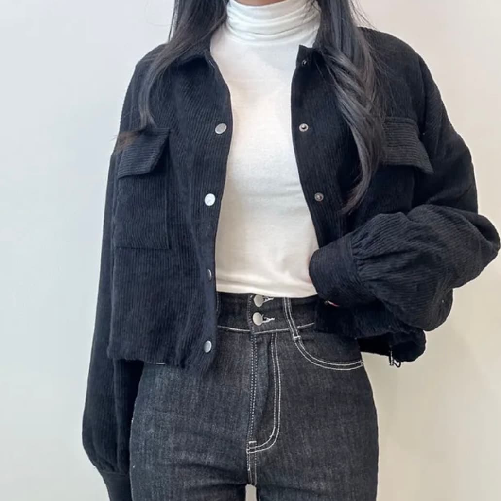 한국 chic 가을 새로운 프랑스식 레트로 폴로 칼라 더블 주머니 복잡한 펌프 로프 다용도 긴팔 코듀로이 여성 코트 상세 이미지 32