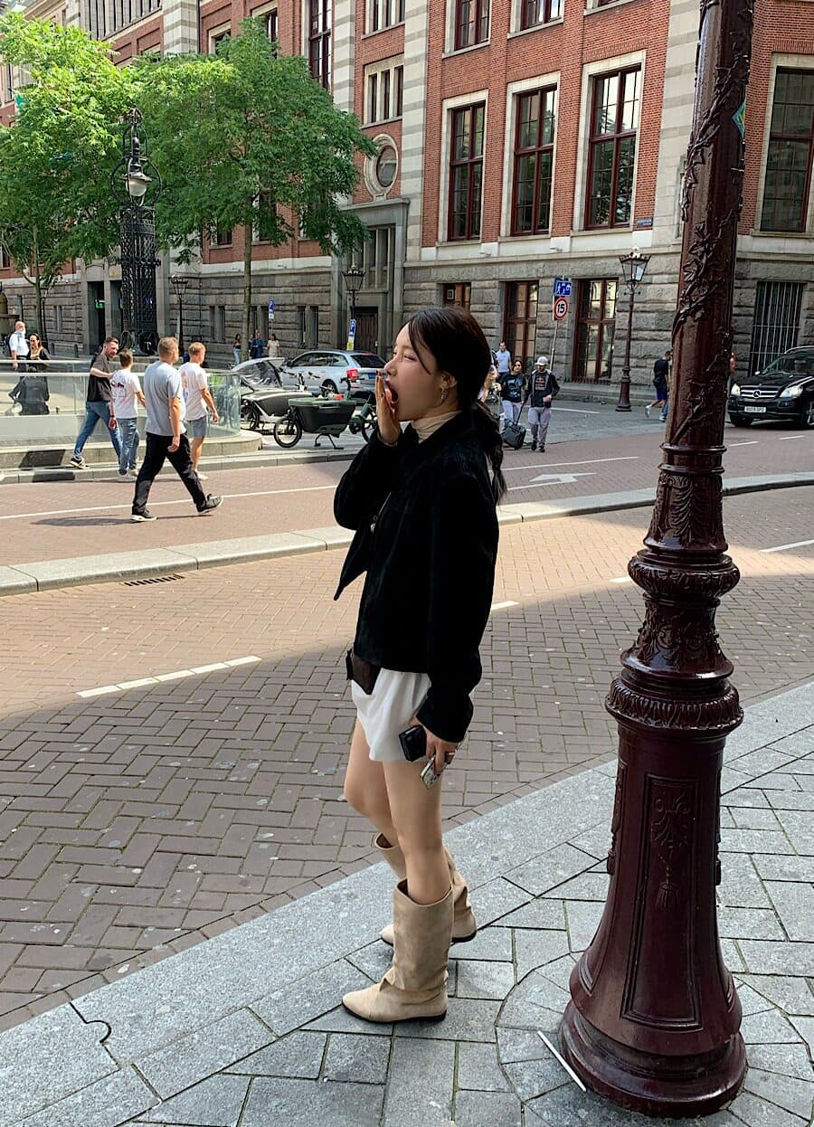 한국 chic 가을 레트로 잘 생긴 폴로 칼라 모조 가죽 플러시 루즈핏 다용도 지퍼 쇼트 스타일 긴팔 재킷 여성 코트 상세 이미지 28