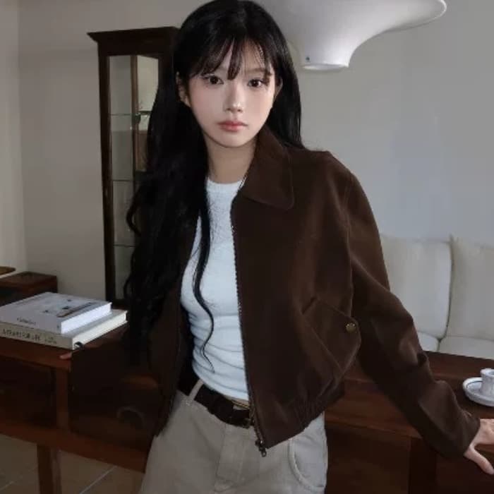 프랑스식 레트로 품격 폴로 칼라 재킷 맨위 출퇴근 다용도 가을 새로운 짧은 외투 이미지 2