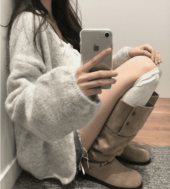 디자이너 섹션 모헤어 오픈 가디건 니트 스웨터 루즈핏 느긋한 바람 상세 이미지 2