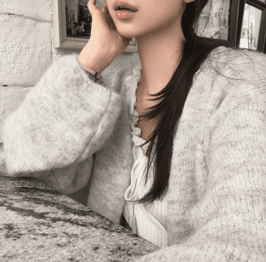 디자이너 섹션 모헤어 오픈 가디건 니트 스웨터 루즈핏 느긋한 바람 상세 이미지 12