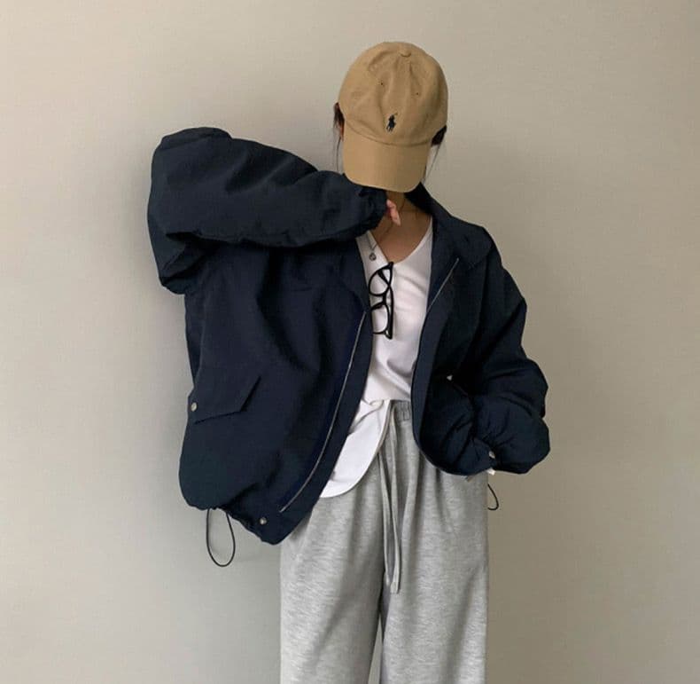 한국 chic 미니멀리즘 레트로 반하이넥 루즈핏 캐주얼 다용도 펌프 Pleat 디자인 긴팔 바람막이 여성 코트 상세 이미지 4