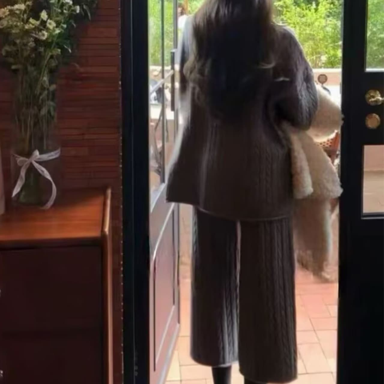 있음 선적 가을 새로운 한국 스타일 패션 느긋한 꽈배기 니트 스웨터 세트 이미지 4