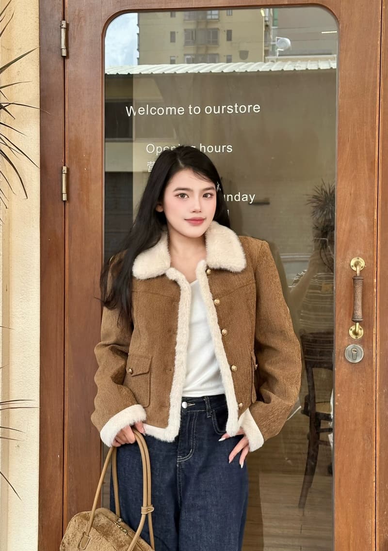 두꺼운 플리스 작은 폴로 칼라 재킷 패션 절묘한 작은 샤넬 스타일 쇼트 스타일 맨위 새로운 품격 고급 센스 가을 겨울철 상세 이미지 6