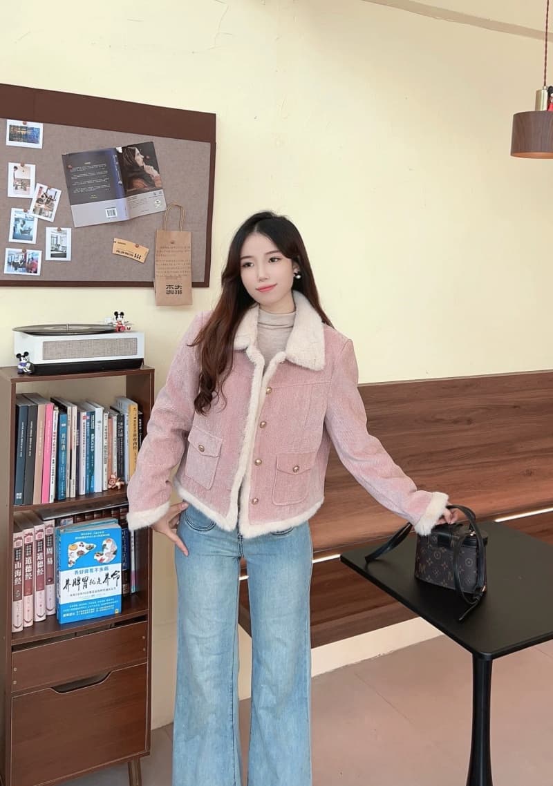 두꺼운 플리스 작은 폴로 칼라 재킷 패션 절묘한 작은 샤넬 스타일 쇼트 스타일 맨위 새로운 품격 고급 센스 가을 겨울철 상세 이미지 11