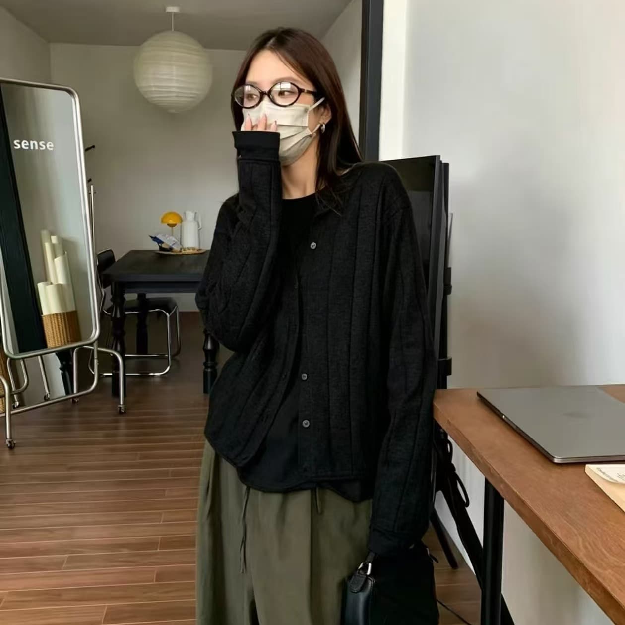 미니멀리즘 upw 아름다움 이익 노예 양 구덩이 기사 라운드 넥 단추 스웨터 오픈 가디건 맨위 재킷 이미지 4