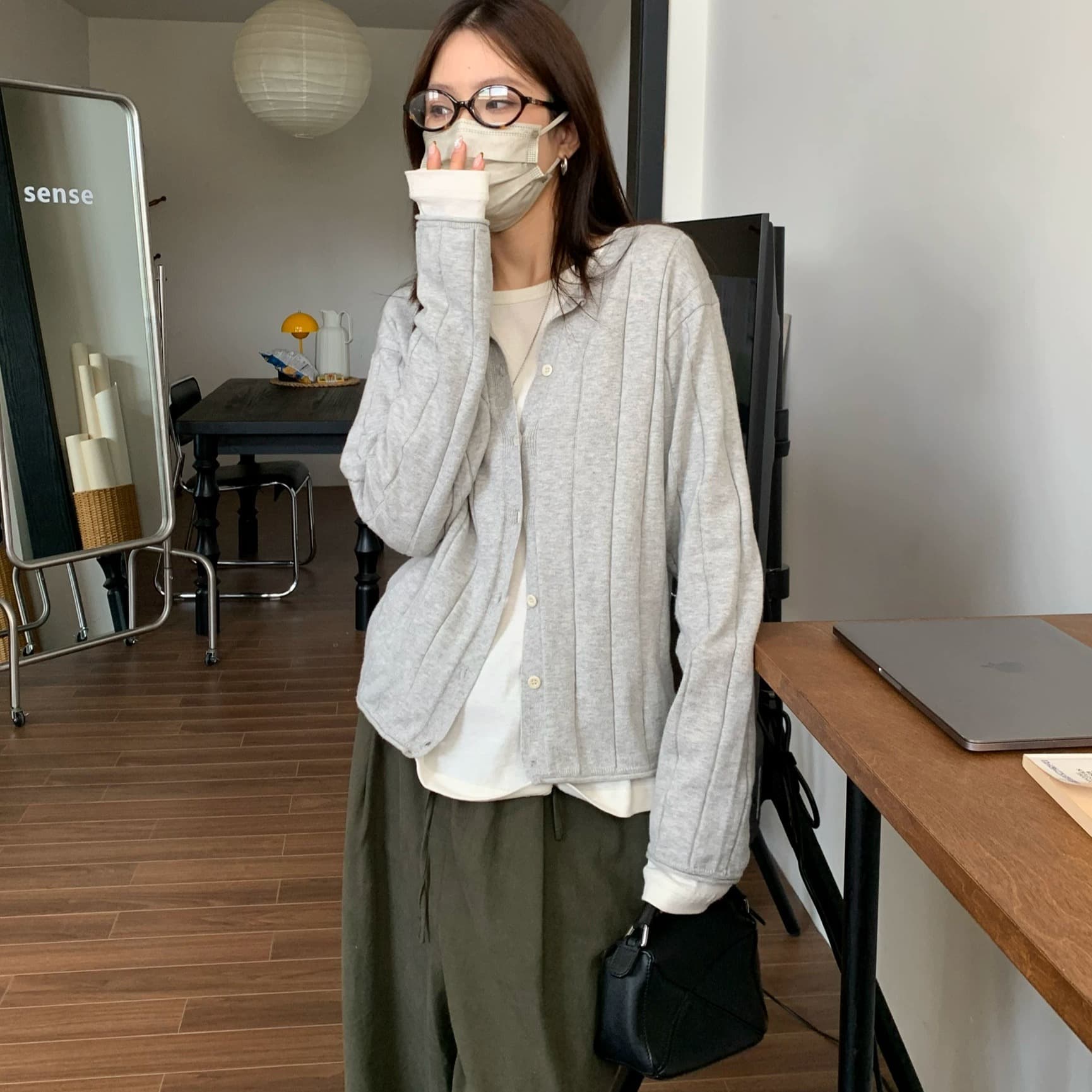 미니멀리즘 upw 아름다움 이익 노예 양 구덩이 기사 라운드 넥 단추 스웨터 오픈 가디건 맨위 재킷 이미지 3