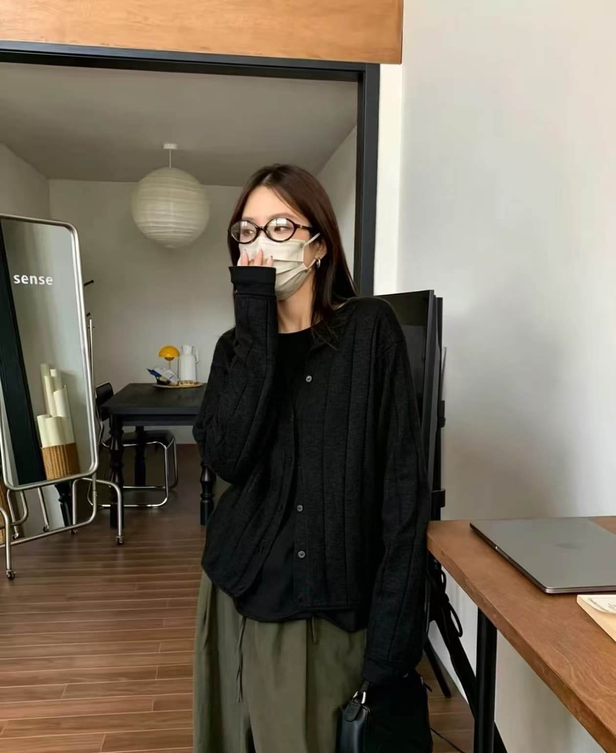 미니멀리즘 upw 아름다움 이익 노예 양 구덩이 기사 라운드 넥 단추 스웨터 오픈 가디건 맨위 재킷 상세 이미지 2