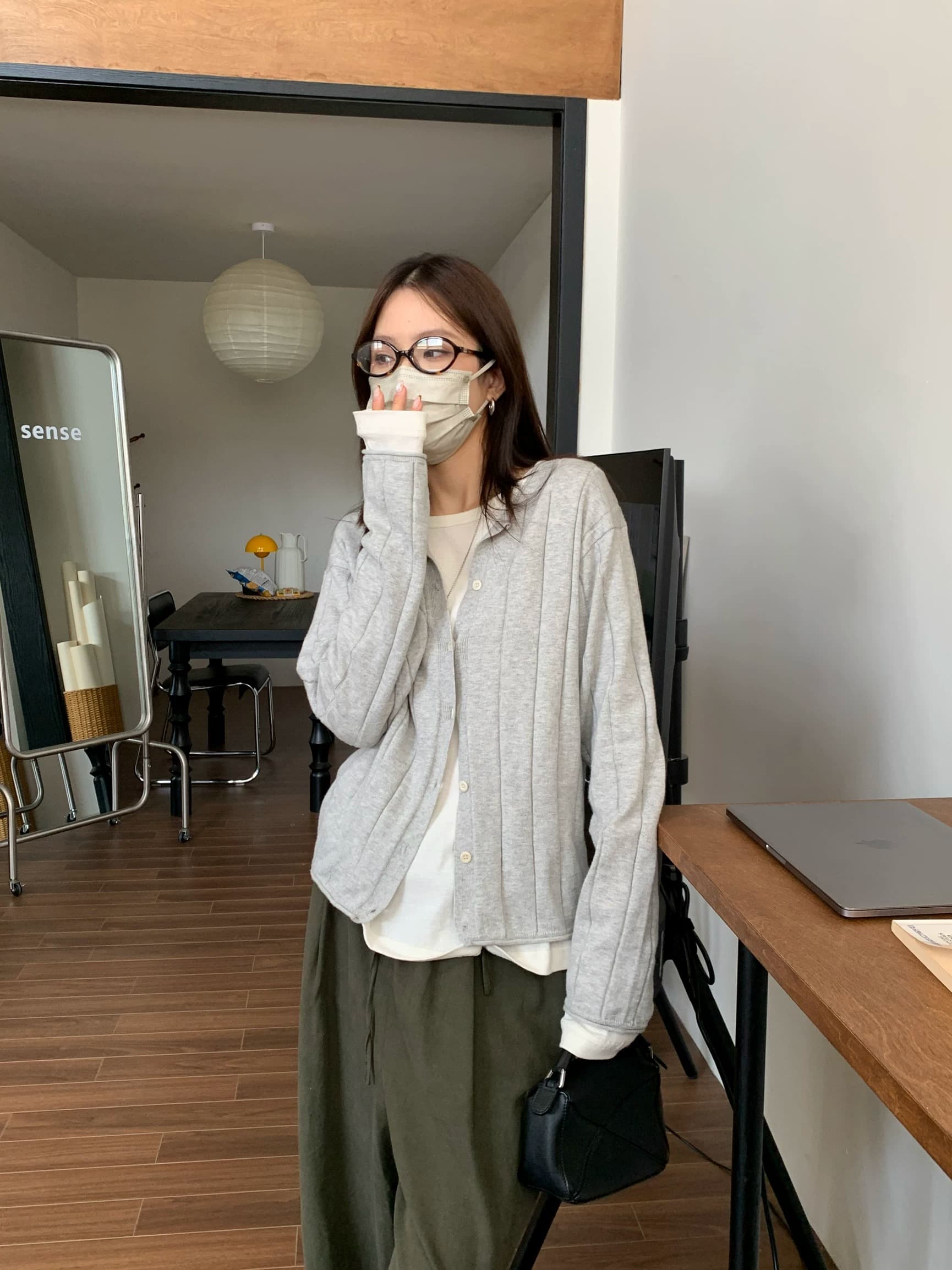 미니멀리즘 upw 아름다움 이익 노예 양 구덩이 기사 라운드 넥 단추 스웨터 오픈 가디건 맨위 재킷 상세 이미지 4