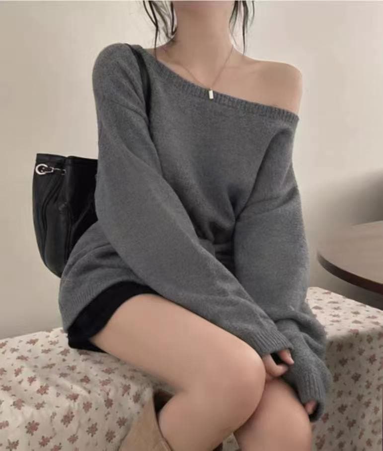 있음 선적 사이즈 업데이트 한국 chic 가을 겨울 한 부서 디자인 센스 레이스업 허리 수축 슬림해 보이는 니트 스웨터 셔츠 상세 이미지 5