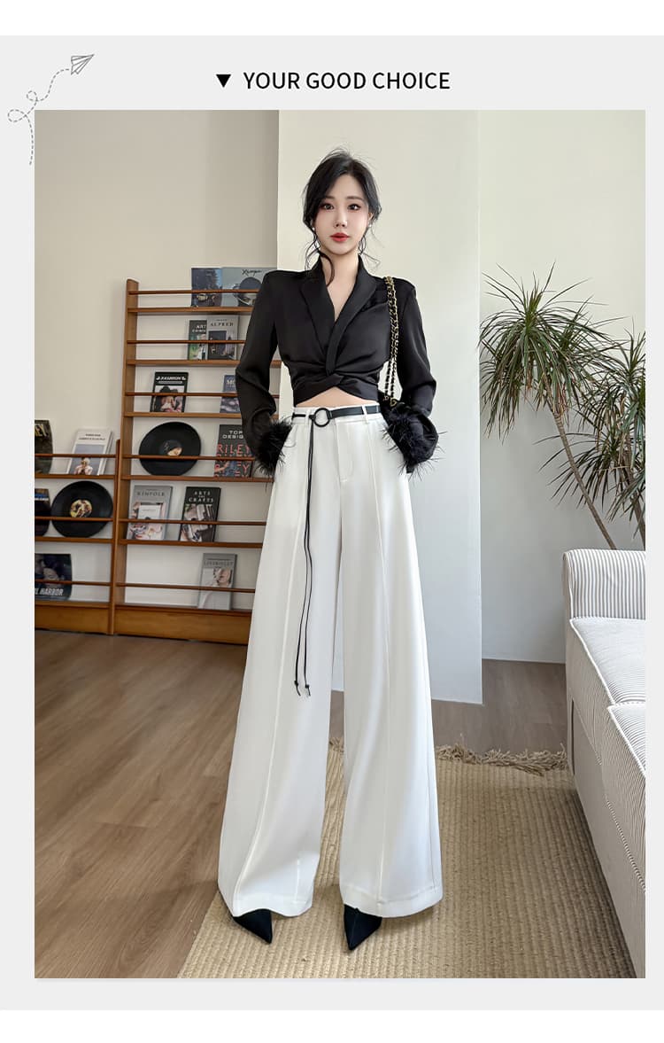 2026 고급 센스 색상 봄 여름 분위기 센스 넓은 다리 정장 바지 슬림해 보이는 캐주얼 느긋한 다용도 루즈핏 긴 바지 상세 이미지 21