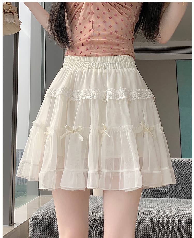 실사 여름 달콤함 나비 매듭 발레 바람 케이크 드레스 프릴 한 마디 퍼프 반신 스커트 슬림해 보이는 미니 스커트 상세 이미지 24