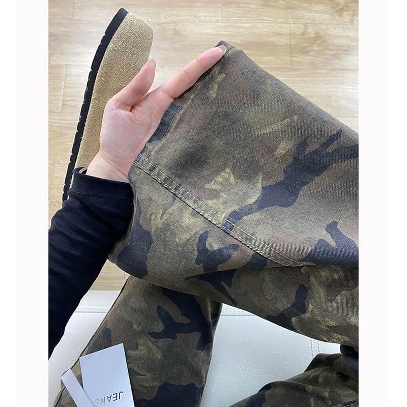 디자인 센스 높음 거리 개성 부츠컷 청바지 여성 봄 가을 새로운 슬림해 보이는 패션 ins 트렌디 나팔 청바지 이미지 2