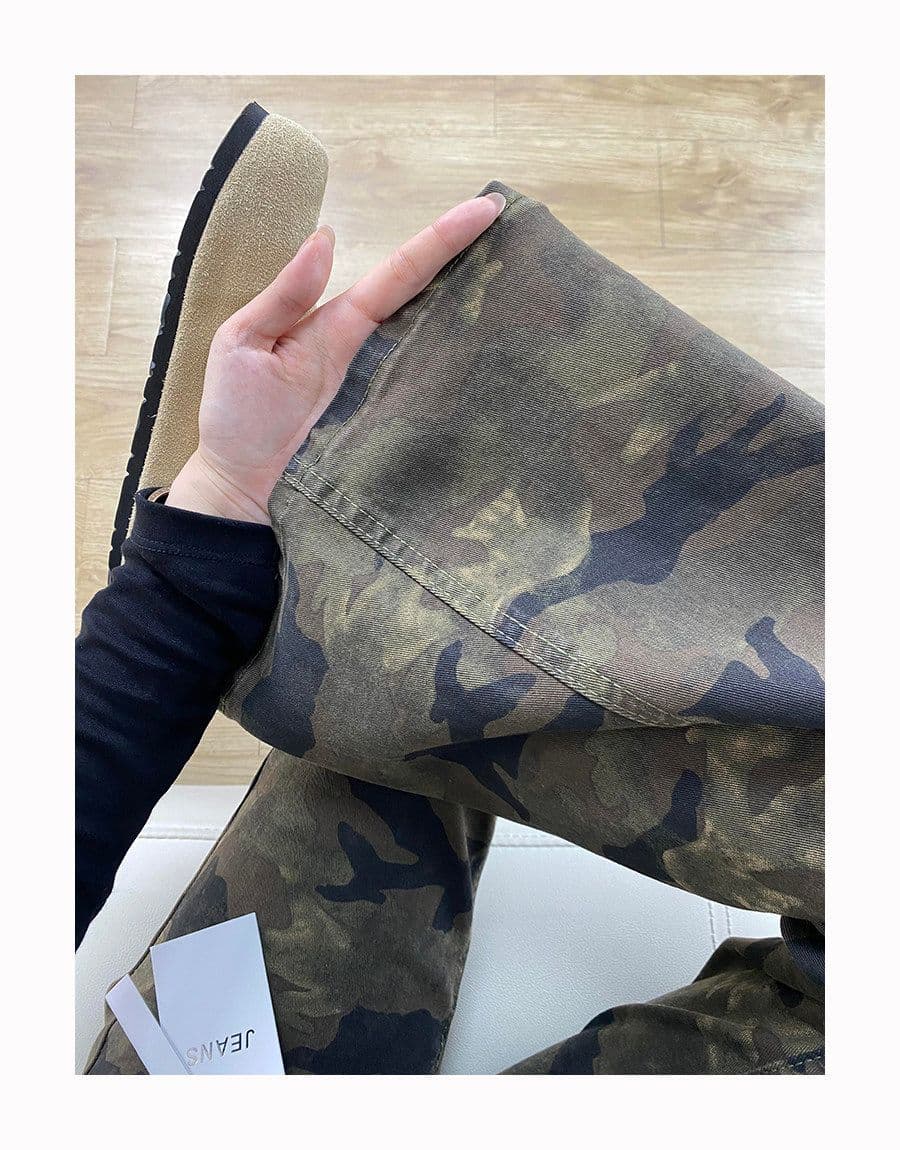디자인 센스 높음 거리 개성 부츠컷 청바지 여성 봄 가을 새로운 슬림해 보이는 패션 ins 트렌디 나팔 청바지 상세 이미지 6