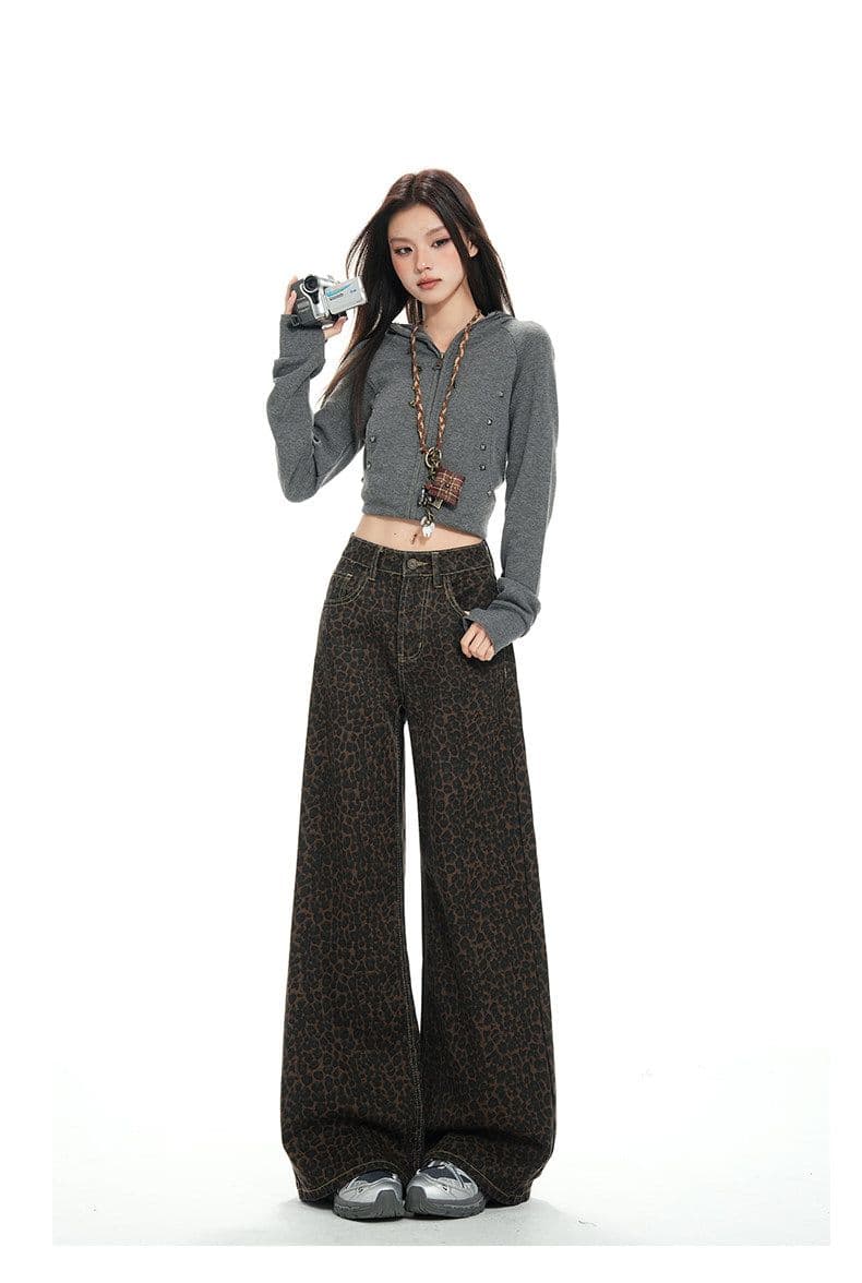 트렌드 거리 웃음 하 넓은 다리 청바지 여성 봄 가을 새로운 도루 센스 루즈핏 ins 슬림해 보이는 바닥 청소 청바지 상세 이미지 10