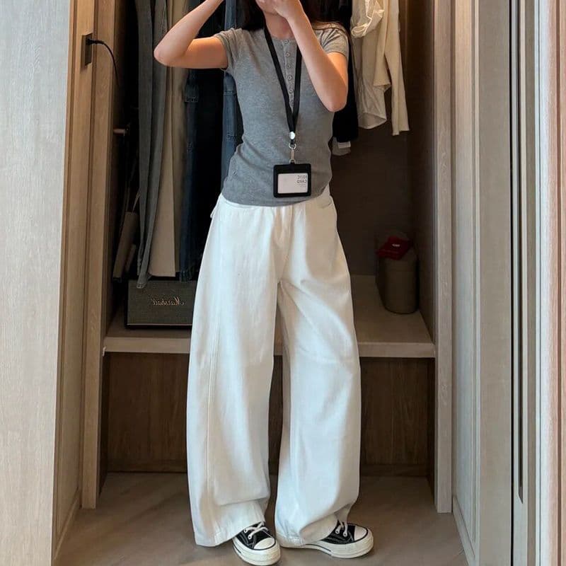 출퇴근 캐주얼 개성 넓은 다리 청바지 여성 봄 가을 새로운 루즈핏 패션 ins 트렌디 스트레이트 청바지 트렌디