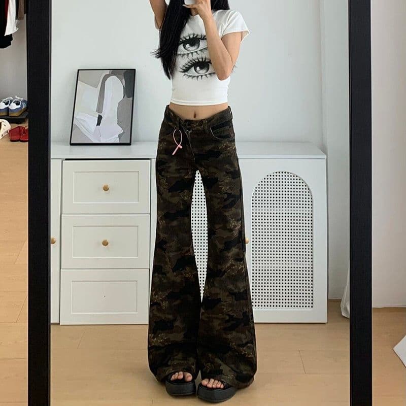 높음 거리 디자인 센스 개성 캐주얼 부츠컷 청바지 여성 봄 가을 새로운 슬림해 보이는 패션 나팔 청바지 트렌디 이미지 5