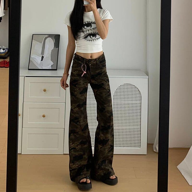 높음 거리 디자인 센스 개성 캐주얼 부츠컷 청바지 여성 봄 가을 새로운 슬림해 보이는 패션 나팔 청바지 트렌디 이미지 2