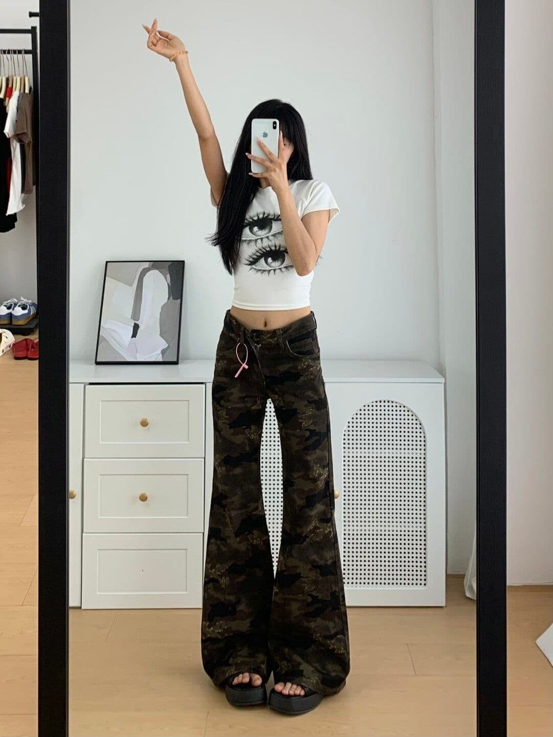 높음 거리 디자인 센스 개성 캐주얼 부츠컷 청바지 여성 봄 가을 새로운 슬림해 보이는 패션 나팔 청바지 트렌디 상세 이미지 4