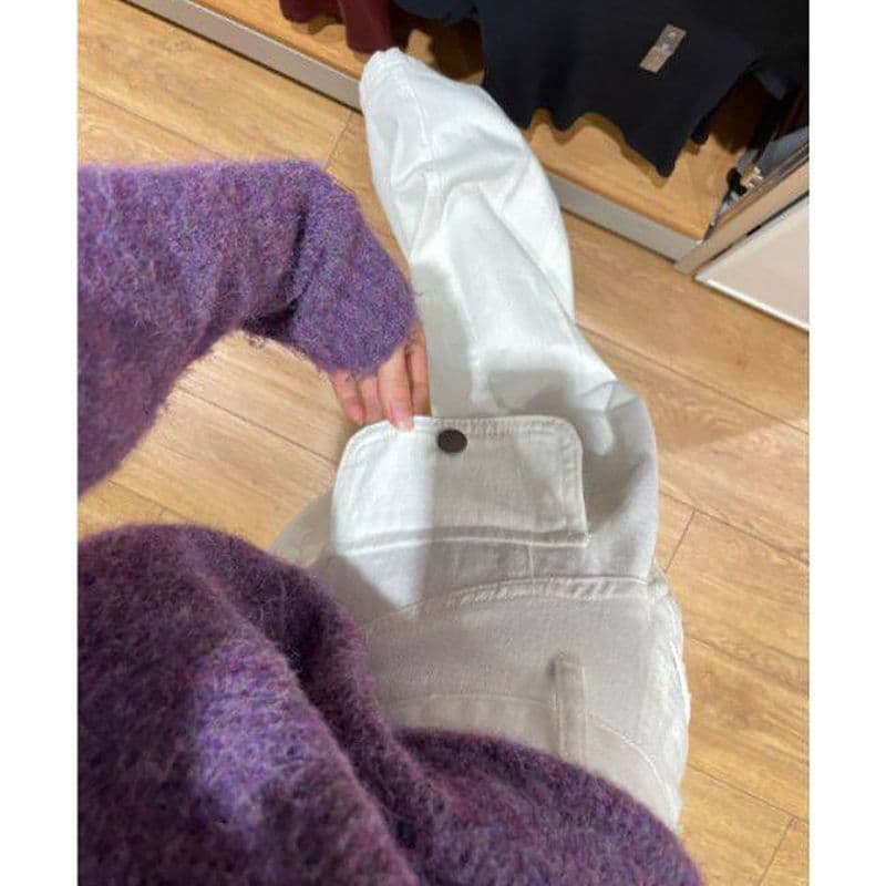 출퇴근 개성 거리 넓은 다리 청바지 여성 봄 가을 새로운 루즈핏 패션 ins 트렌디 스트레이트 청바지 이미지 2