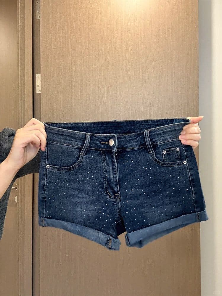 핫걸 캐주얼 뒤집다 측면 핫픽스 로우 웨이스트 볼륨 측면 데님 반바지 여성 봄 여름 새로운 캐주얼 타이트 스커트 데님 핫 바지 상세 이미지 4