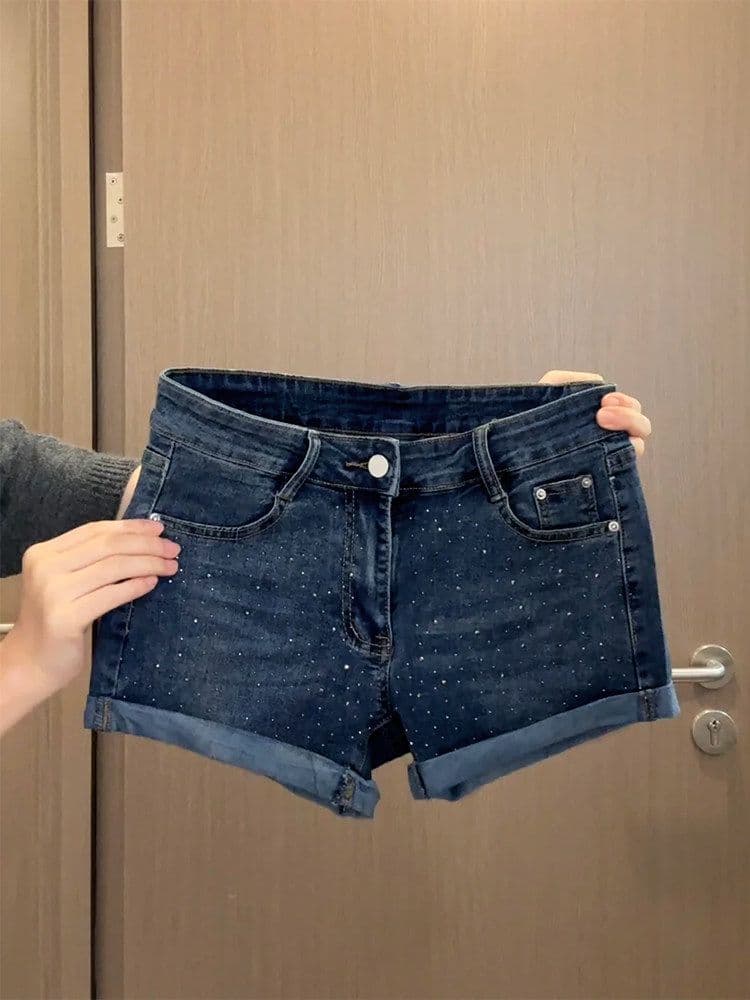 핫걸 캐주얼 뒤집다 측면 핫픽스 로우 웨이스트 볼륨 측면 데님 반바지 여성 봄 여름 새로운 캐주얼 타이트 스커트 데님 핫 바지 상세 이미지 7
