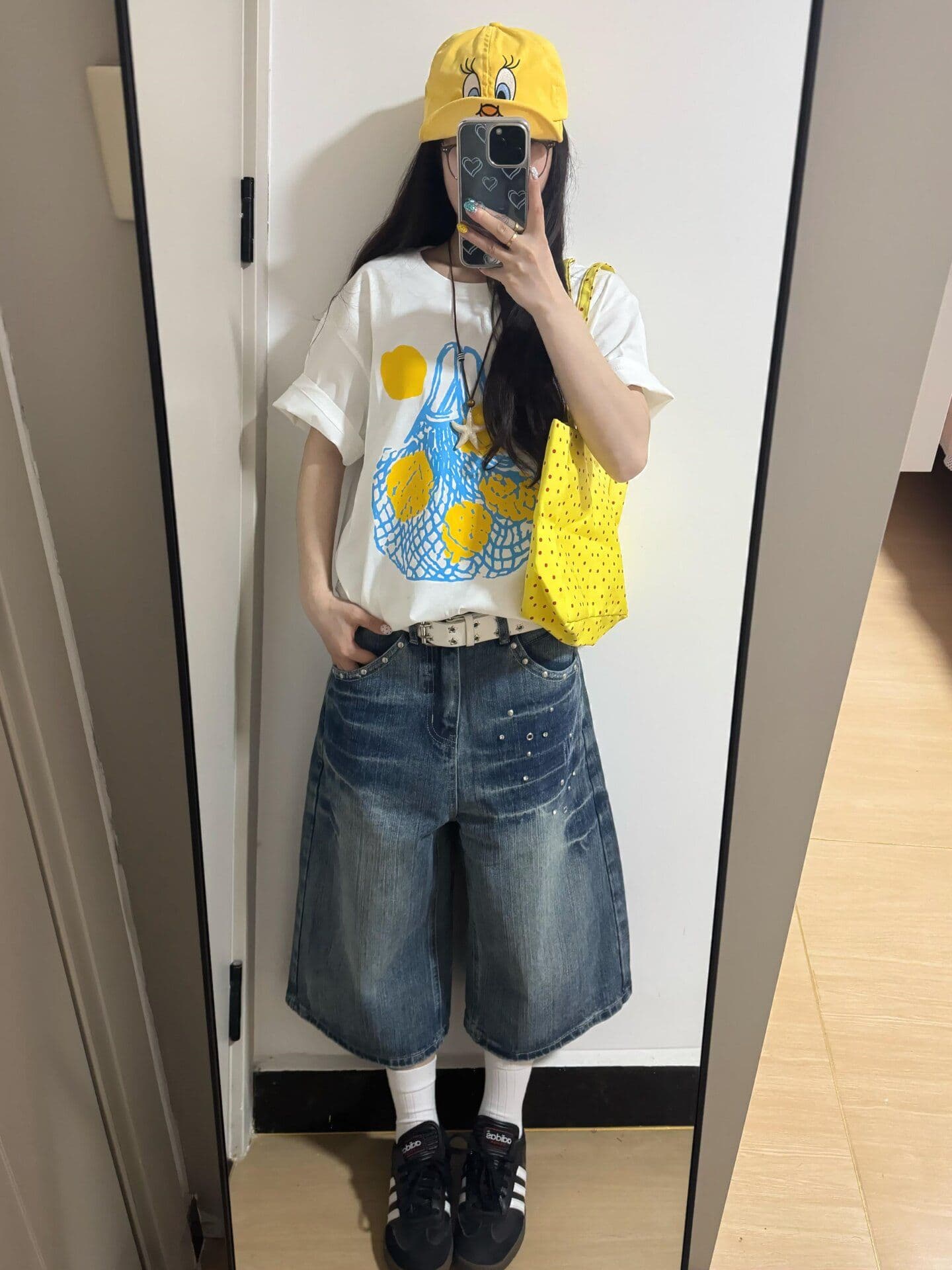 출퇴근 한국 스타일 ins 데님 7부 바지 여성 봄 여름 섹션 워싱 다용도 루즈핏 넓은 다리 청바지 트렌디 상세 이미지 2