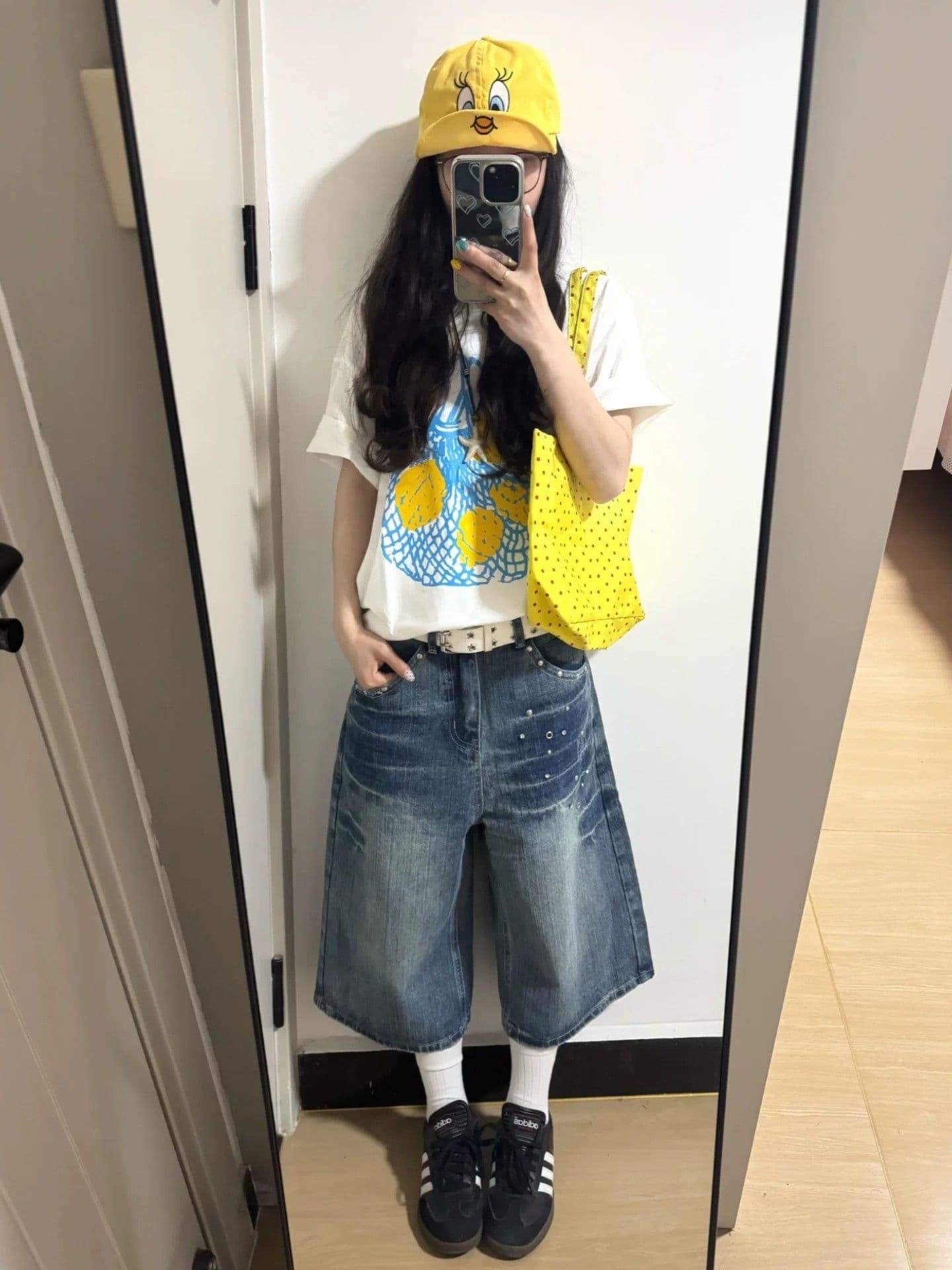출퇴근 한국 스타일 ins 데님 7부 바지 여성 봄 여름 섹션 워싱 다용도 루즈핏 넓은 다리 청바지 트렌디 상세 이미지 5