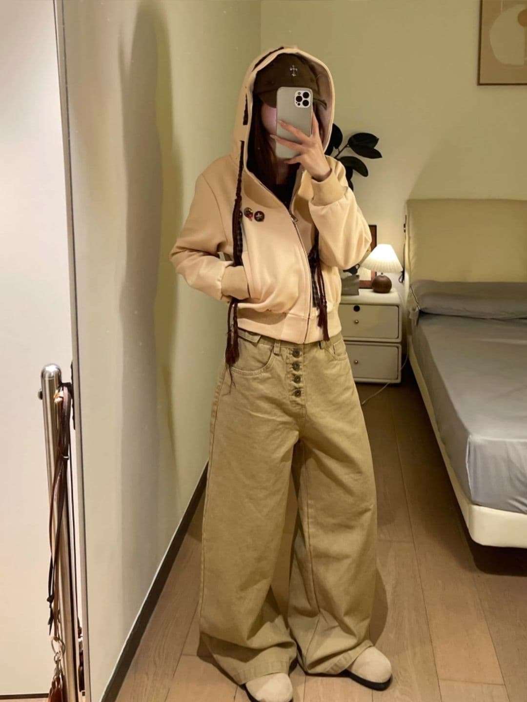 개성 항구 바람 거리 알파벳 단추 워싱 스트레이트 청바지 여성 루즈핏 느긋한 바람 넓은 다리 청바지 어린이 트렌디 상세 이미지 5