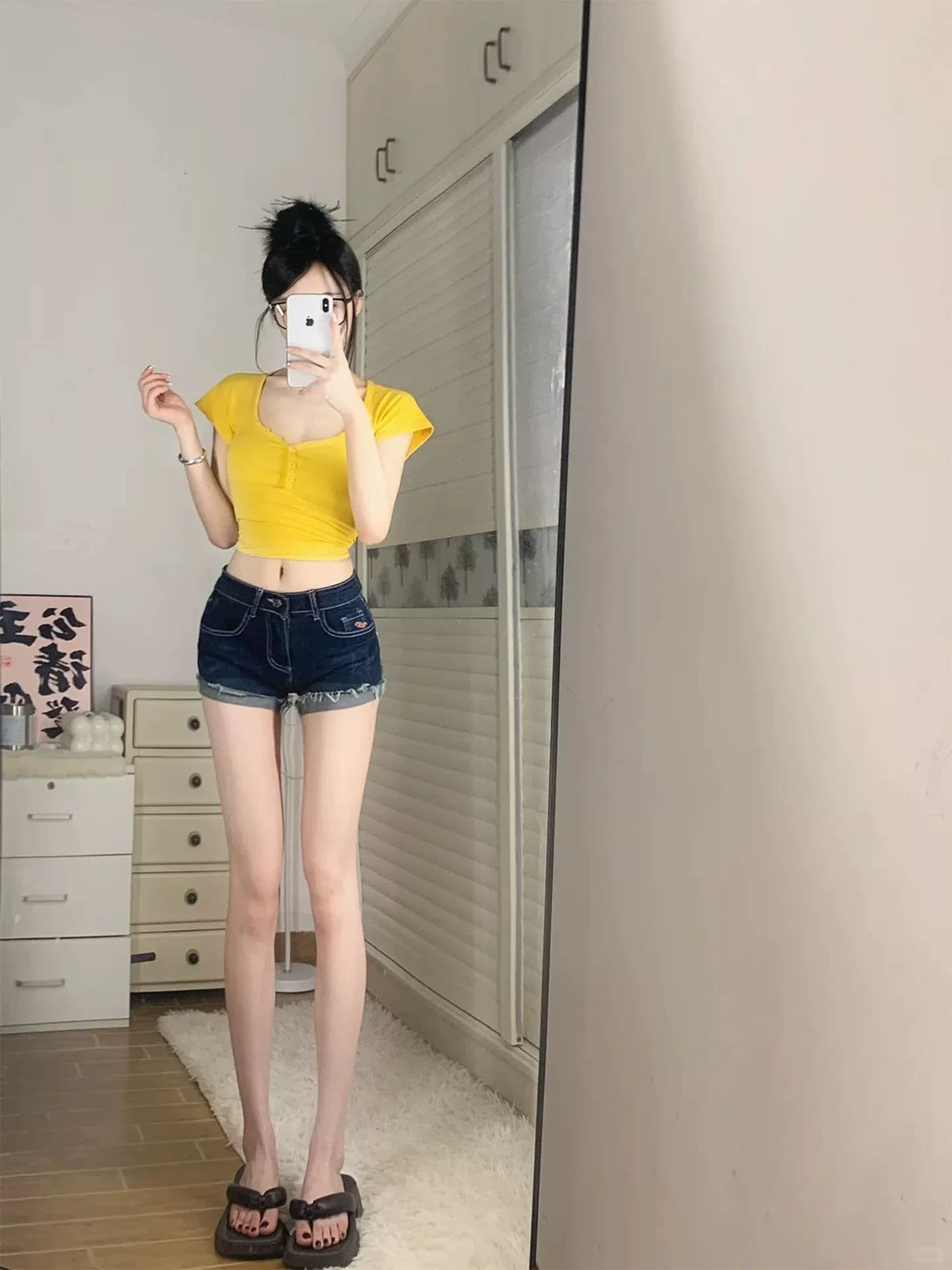 출퇴근 작은 대중 품격 폭발 스트레이트 반바지 청바지 여성 봄 여름 디자인 센스 볼륨 측면 데님 짧은 바지 트렌디 상세 이미지 2