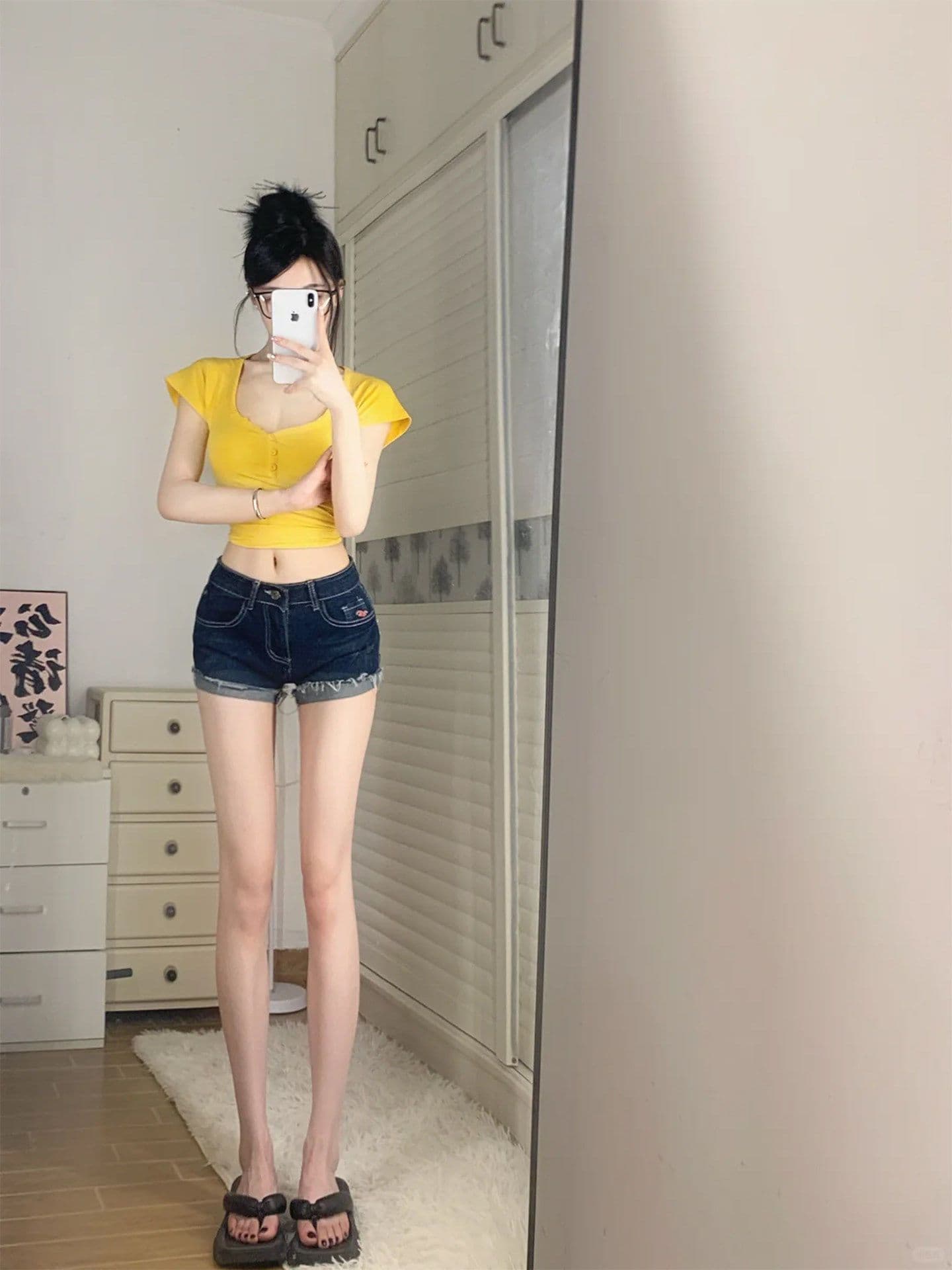 출퇴근 작은 대중 품격 폭발 스트레이트 반바지 청바지 여성 봄 여름 디자인 센스 볼륨 측면 데님 짧은 바지 트렌디 상세 이미지 8