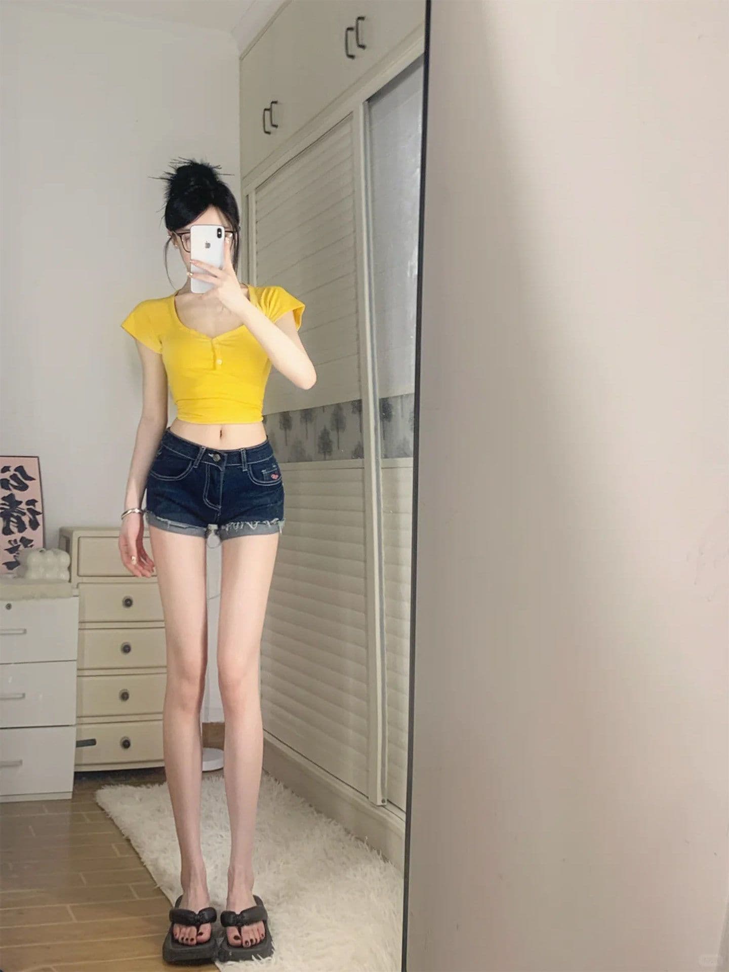 출퇴근 작은 대중 품격 폭발 스트레이트 반바지 청바지 여성 봄 여름 디자인 센스 볼륨 측면 데님 짧은 바지 트렌디 상세 이미지 9