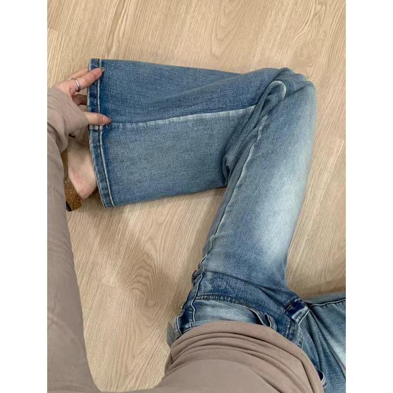 레트로 부츠컷 청바지 여성 봄 가을 새로운 개성 품격 슬림해 보이는 패션 나팔 바닥 청소 청바지 트렌디 상세 이미지 5