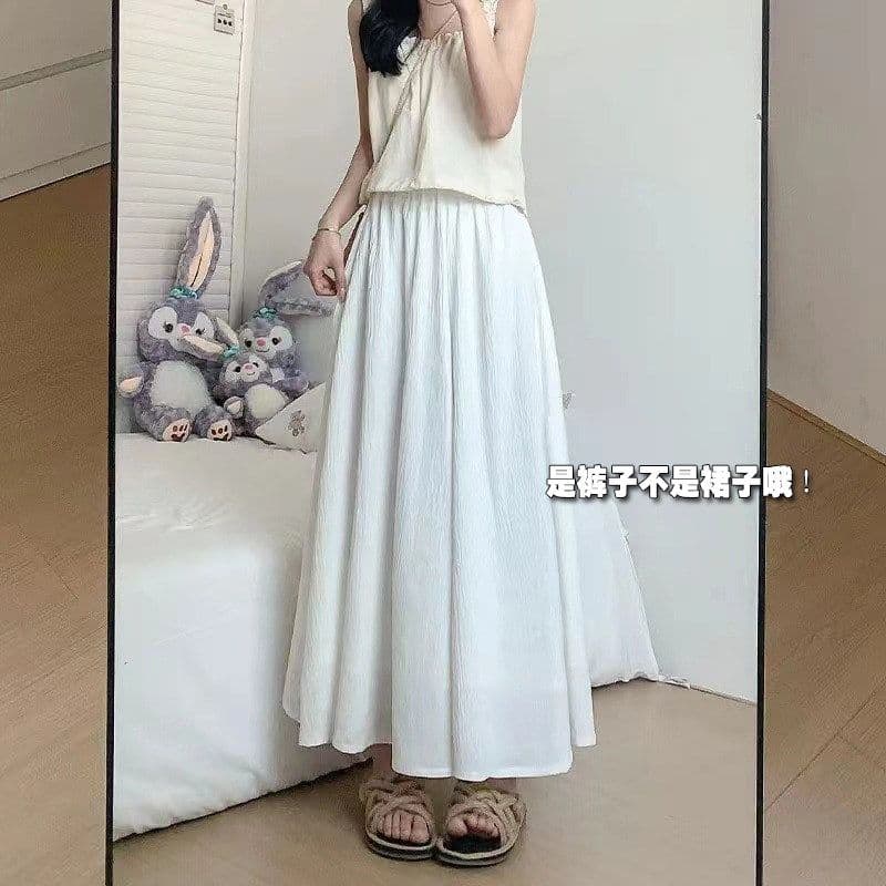 파란색 얼음 실크 와이드 레깅스 바지 여름 얇은 스타일 2026 새로운 작은 키 하이웨이스트 슬림해 보이는 빅 사이즈 한 마디 반신 치마바지 상세 이미지 7