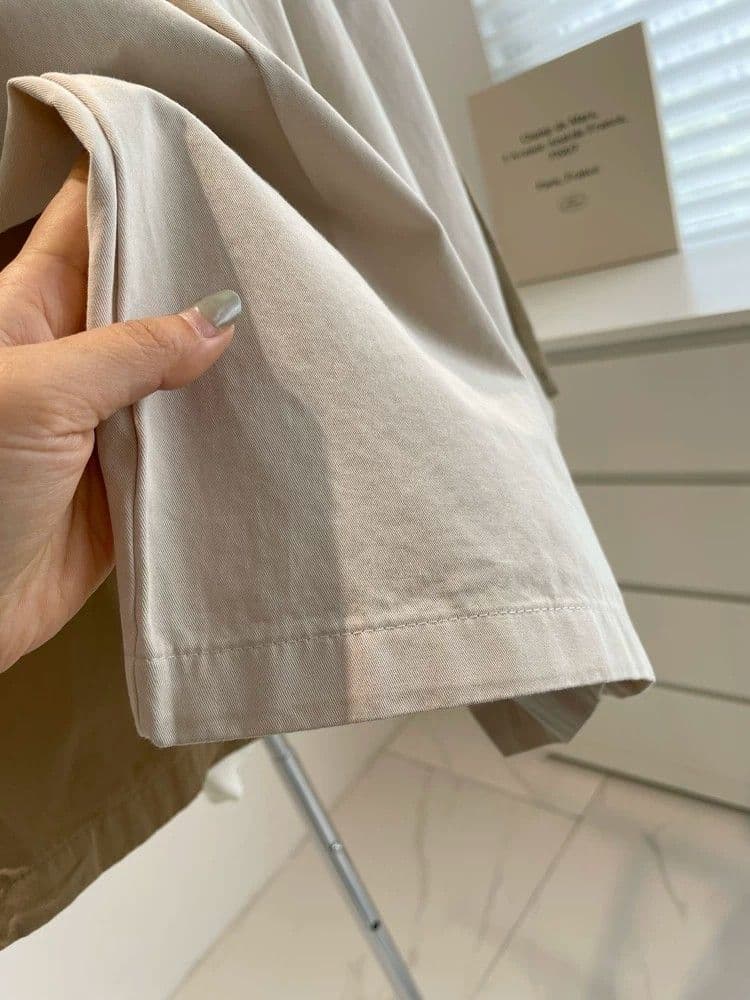 한국 스타일 워싱 면 100% 인사이드 테두리 워크웨어 캐주얼 반바지 여름 한 마디 넓은 다리 바지 오부 바지 여성 상세 이미지 6