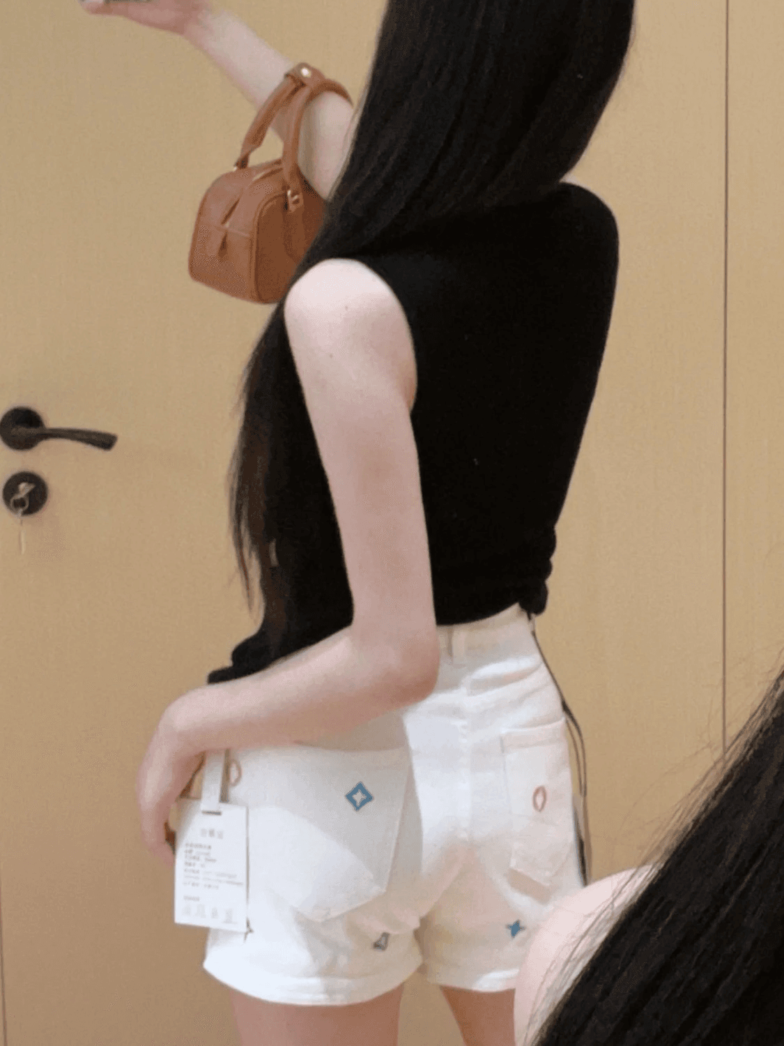 레트로 항구 바람 넓은 다리 데님 반바지 여성 여름 새로운 디자인 센스 프린트 몸매 가꾸기 슬림해 보이는 한 마디 타이트 스커트 핫 바지 상세 이미지 2