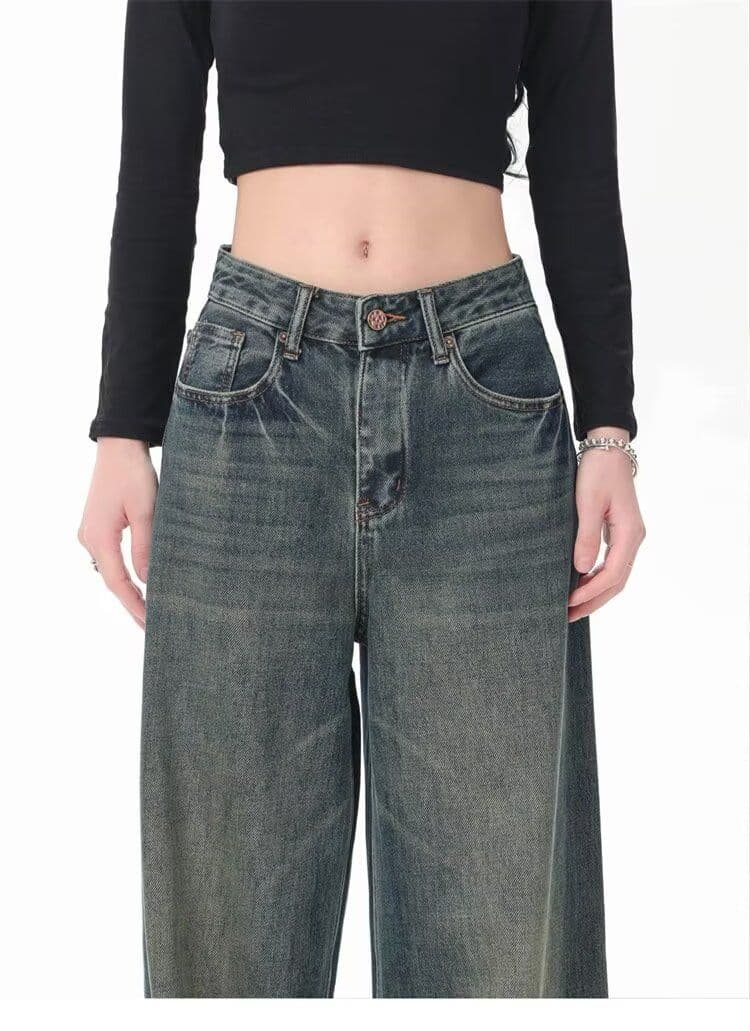 워싱 청바지 아메리칸 레트로 다용도 슬림해 보이는 여성 여름 새로운 로우 웨이스트 핫걸 부츠컷 도루 센스 바닥 청소 바지 상세 이미지 11
