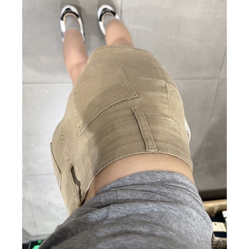 출퇴근 개성 캐주얼 더블 버클 슬림해 보이는 스트레이트 데님 반바지 여성 새로운 봄 여름 ins 스트레이트 데님 핫 바지 이미지 2