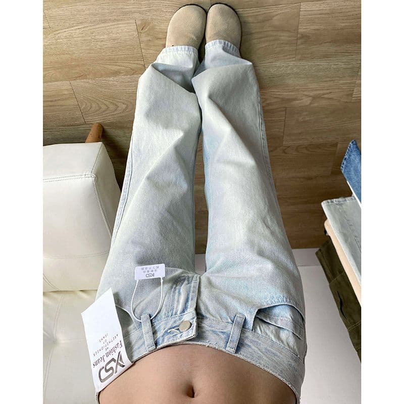 거리 개성 핫걸 다용도 스트레이트 청바지 여성 봄 가을 새로운 몸매 가꾸기 슬림해 보이는 스트레이트 데님 바지 트렌디 이미지 5