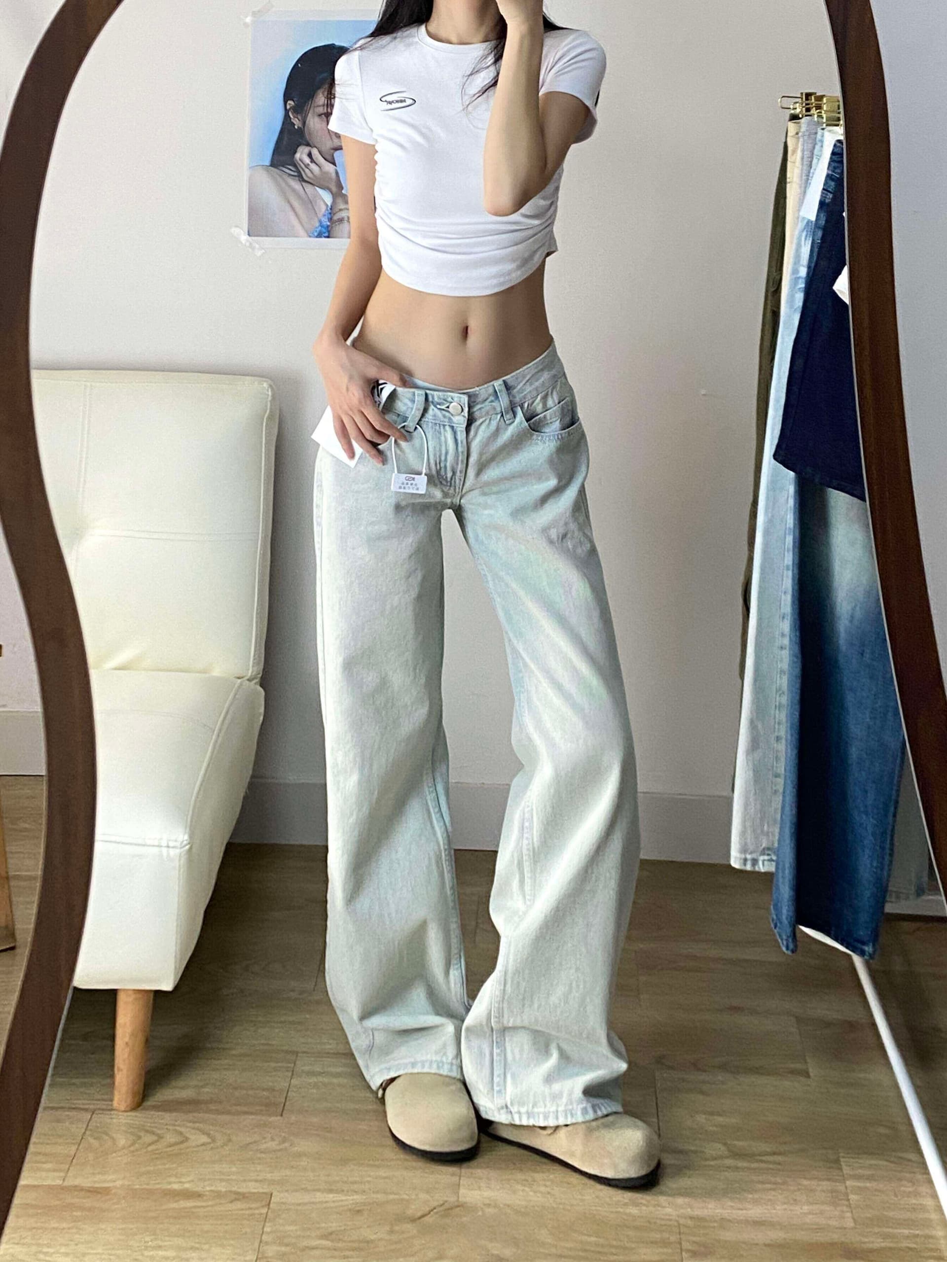 거리 개성 핫걸 다용도 스트레이트 청바지 여성 봄 가을 새로운 몸매 가꾸기 슬림해 보이는 스트레이트 데님 바지 트렌디 상세 이미지 5