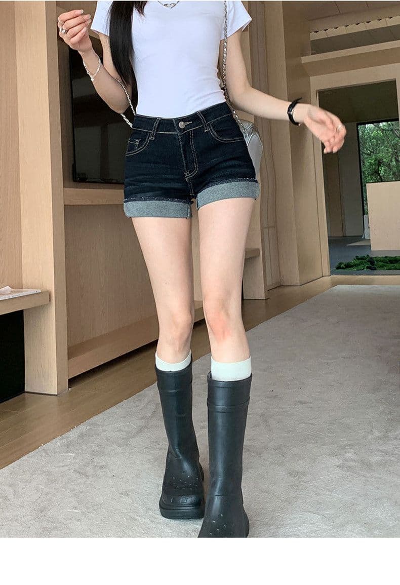 아메리칸 핫걸 하이웨이스트 섹시함 반바지 핫 바지 청바지 여성 봄 여름 새로운 디자인 센스 볼륨 측면 짧은 바지 상세 이미지 6