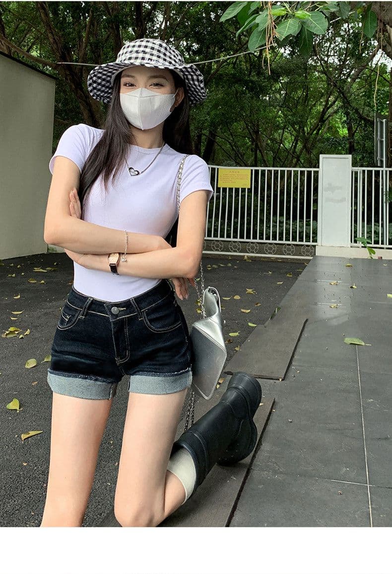 아메리칸 핫걸 하이웨이스트 섹시함 반바지 핫 바지 청바지 여성 봄 여름 새로운 디자인 센스 볼륨 측면 짧은 바지 상세 이미지 16